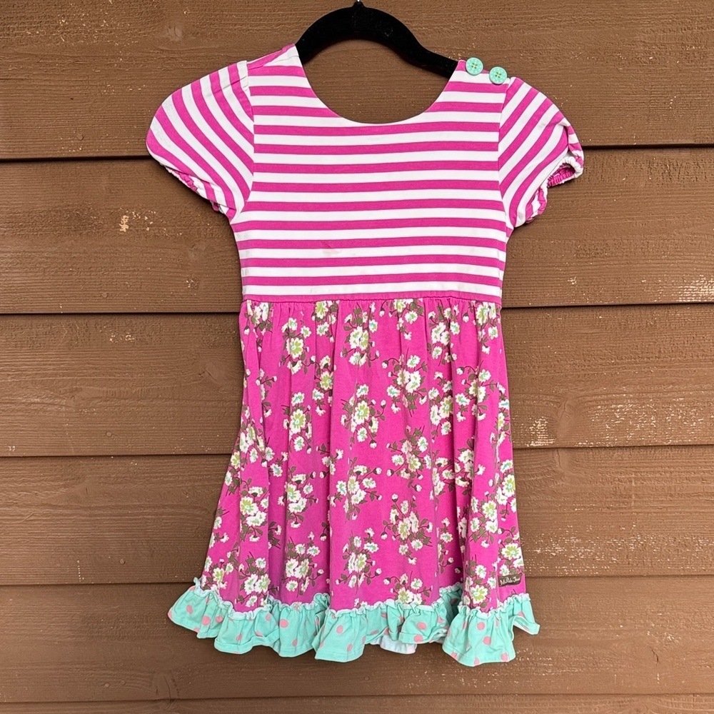 Matilda Jane Pink Striped Floral Dress size 8